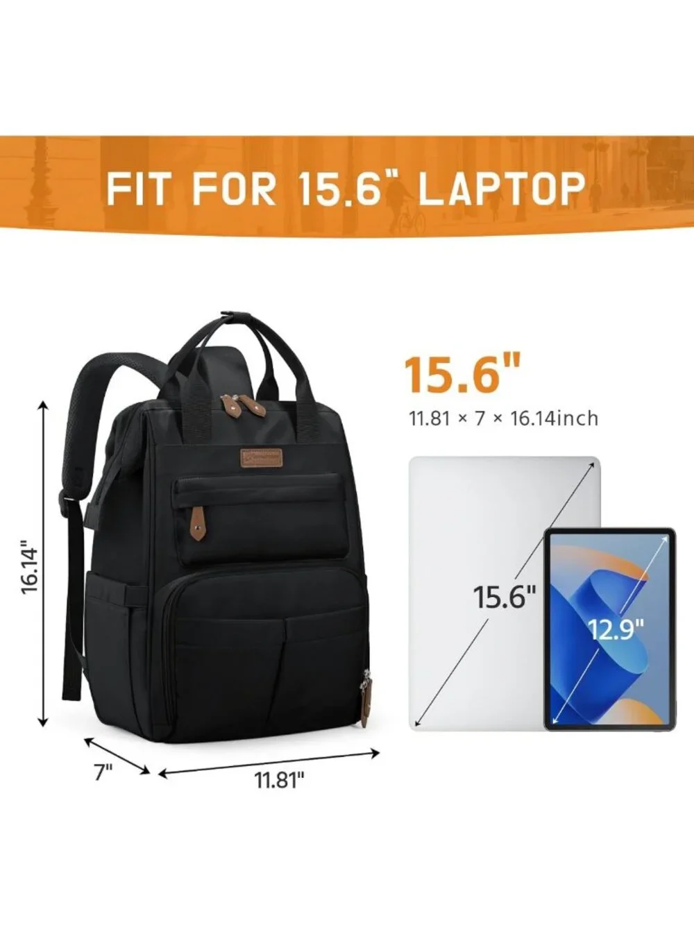 Stylish Waterproof Laptop Backpack for Men & Women, Fits 15.6-17.3